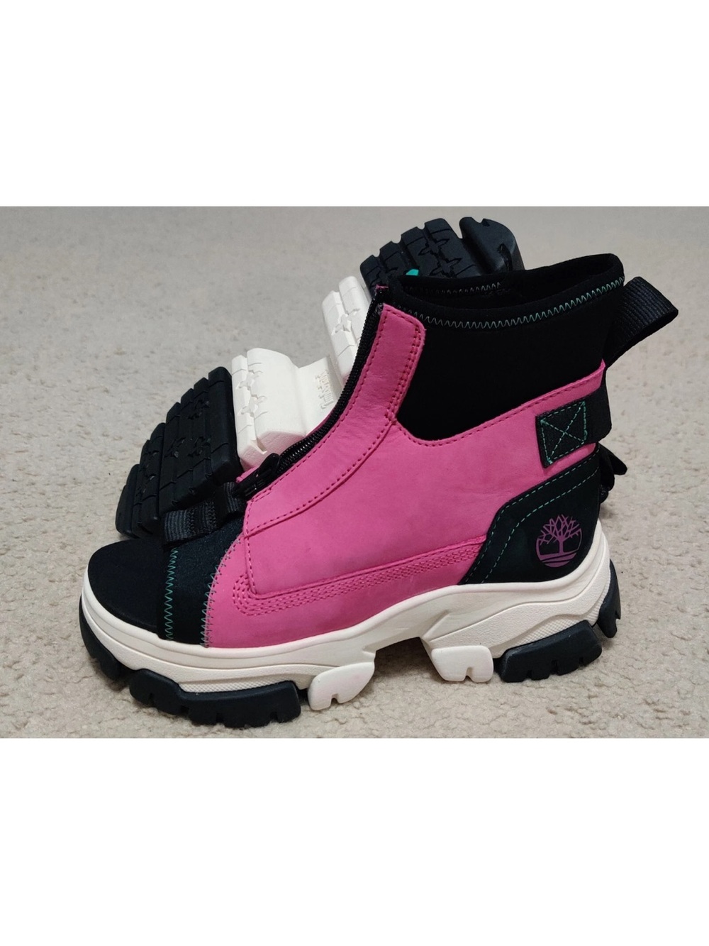 Womens Timberland Adley Way Boot Sandal Bright Pink Nubuck sz 7.5